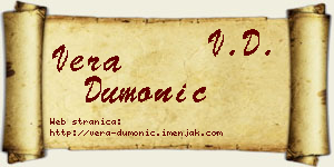 Vera Dumonić vizit kartica